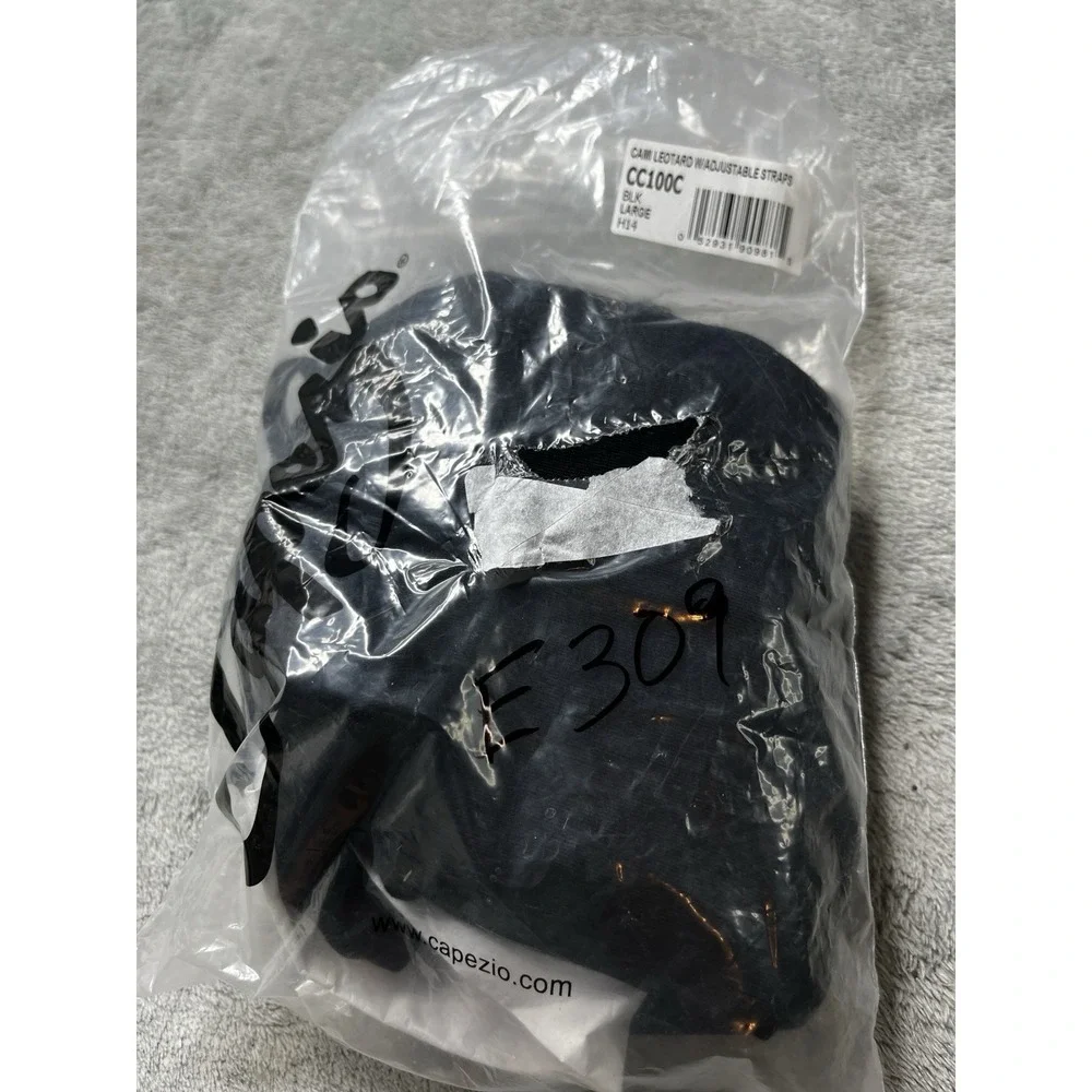 Capezio Kids Black Cami Leotard Adjustable Straps Cotton Lycra‎ CC100C Large